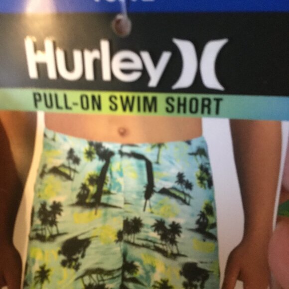 NWT Boys Hurley swim shorts size 10/12 lined brightly colored have palm trees on - Picture 5 of 6
